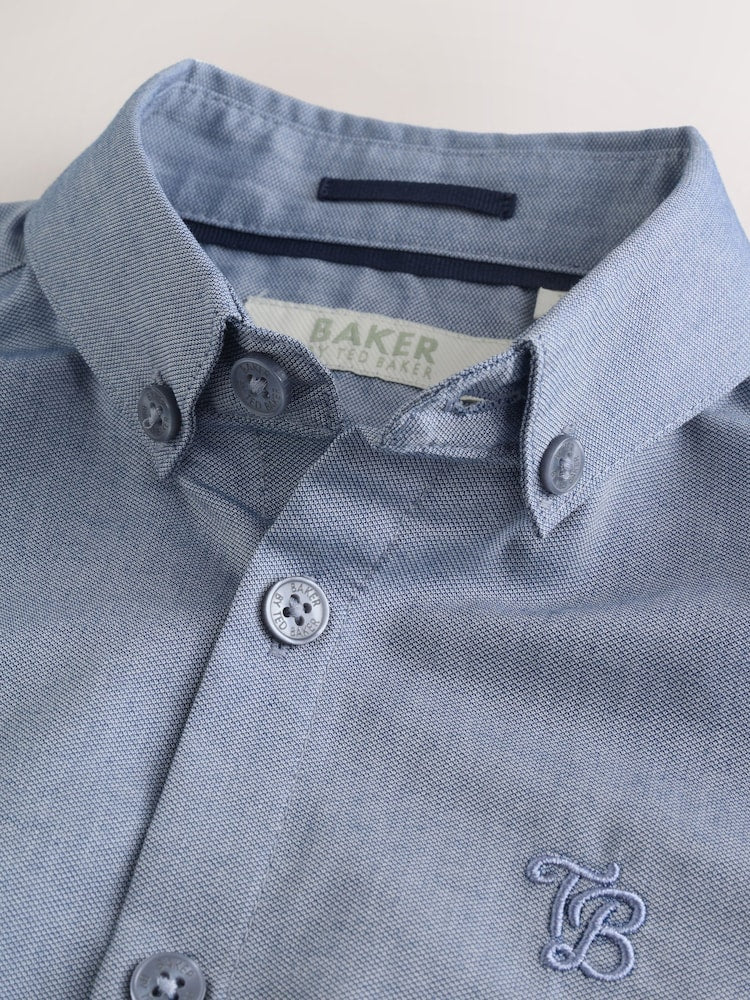 Baker by Ted Baker Blue Short Sleeve Shirt with Bow Tie - Size 4 Years (104cm)