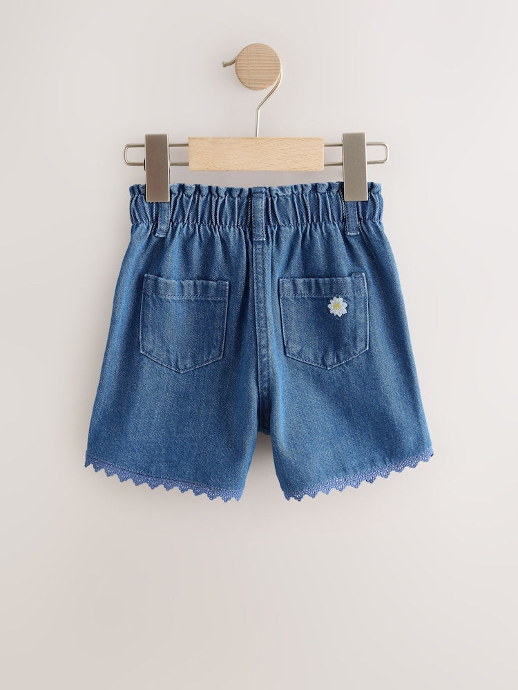 Mid Blue Daisy Embroidered Denim