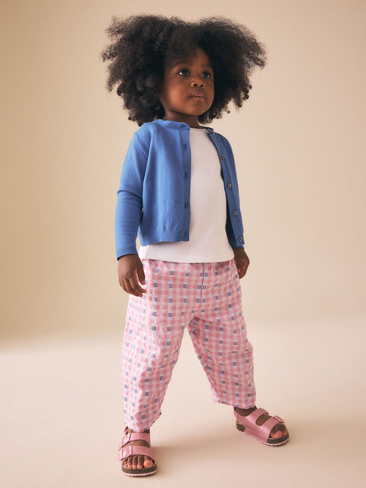 Pink/Blue Gingham Pullon Barrel Trousers (3mths-7yrs)