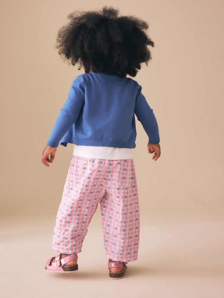 Pink/Blue Gingham Pullon Barrel Trousers (3mths-7yrs)