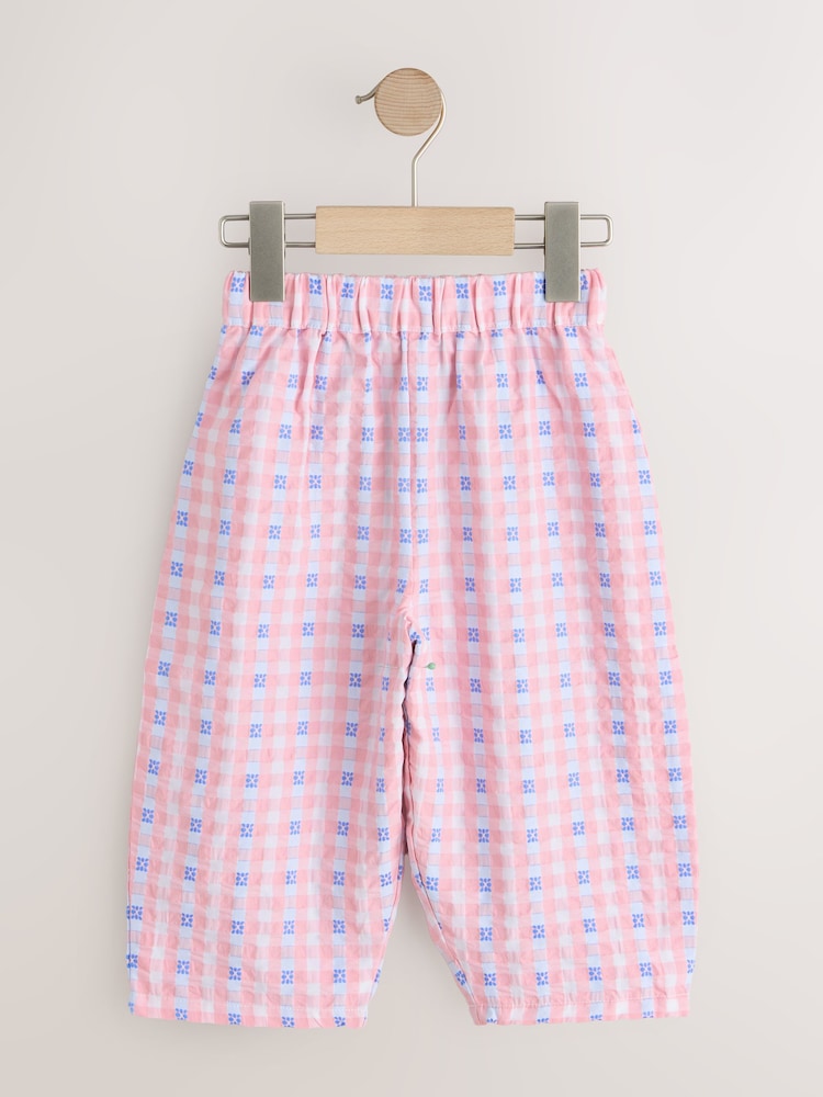 Pink/Blue Gingham Pullon Barrel Trousers (3mths-7yrs)