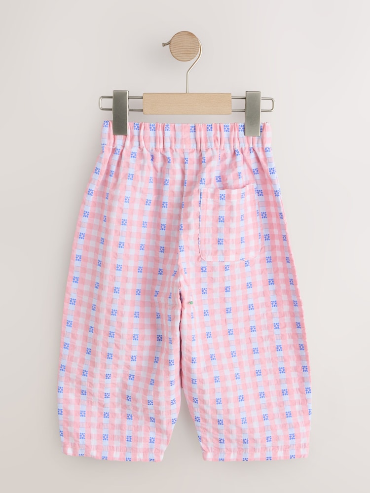 Pink/Blue Gingham Pullon Barrel Trousers (3mths-7yrs)