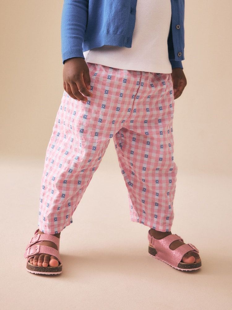 Pink/Blue Gingham Pullon Barrel Trousers (3mths-7yrs)