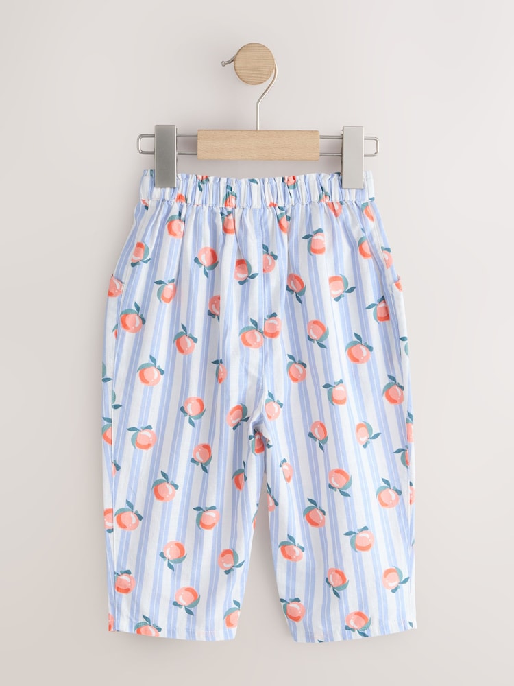 Blue Stripe Peach Print Pullon Trousers (3mths-7yrs)