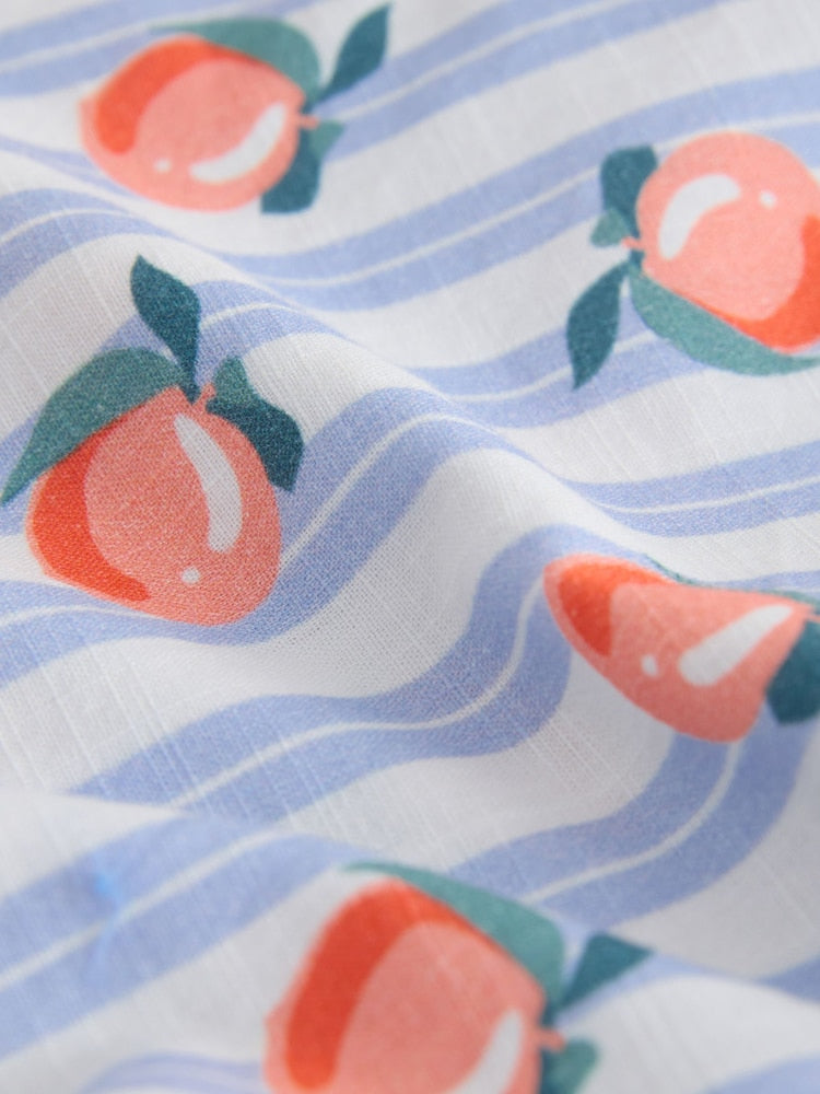 Blue Stripe Peach Print Pullon Trousers (3mths-7yrs)
