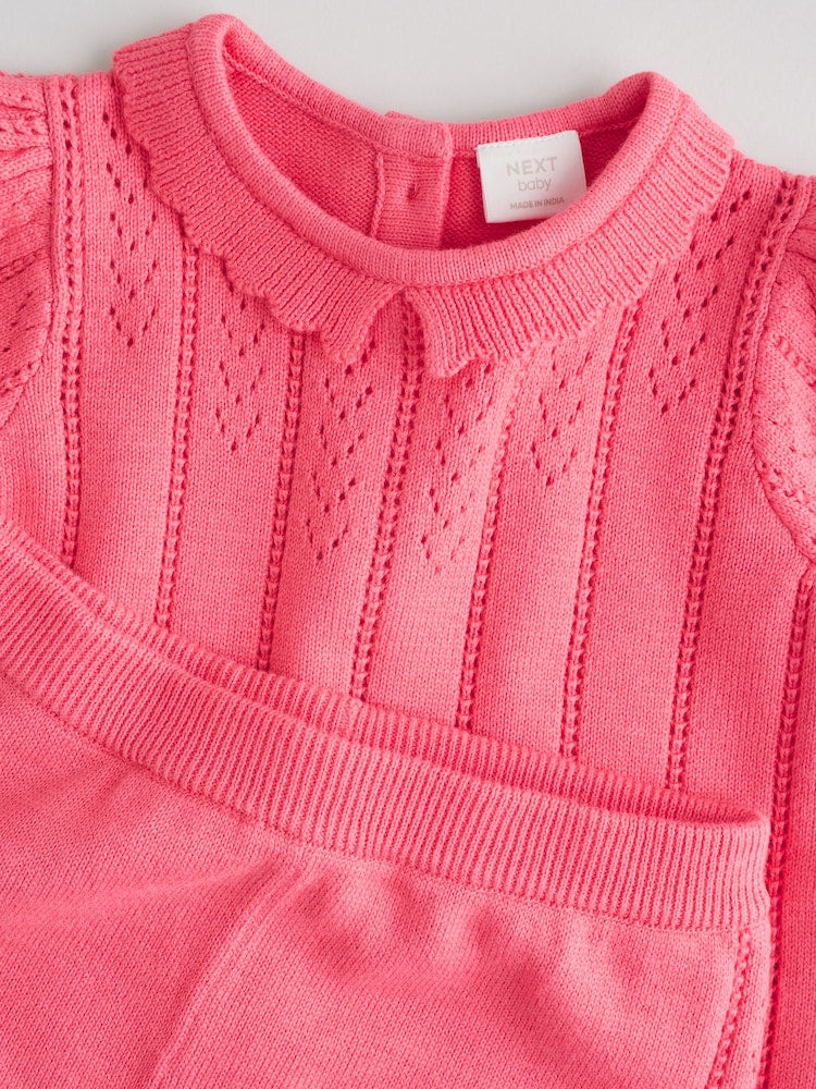 Pink Baby Knitted Top and Shorts Set 2 Piece (0mths-2yrs)