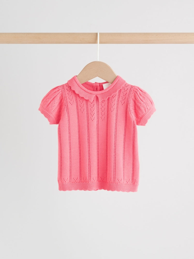 Pink Baby Knitted Top and Shorts Set 2 Piece (0mths-2yrs)