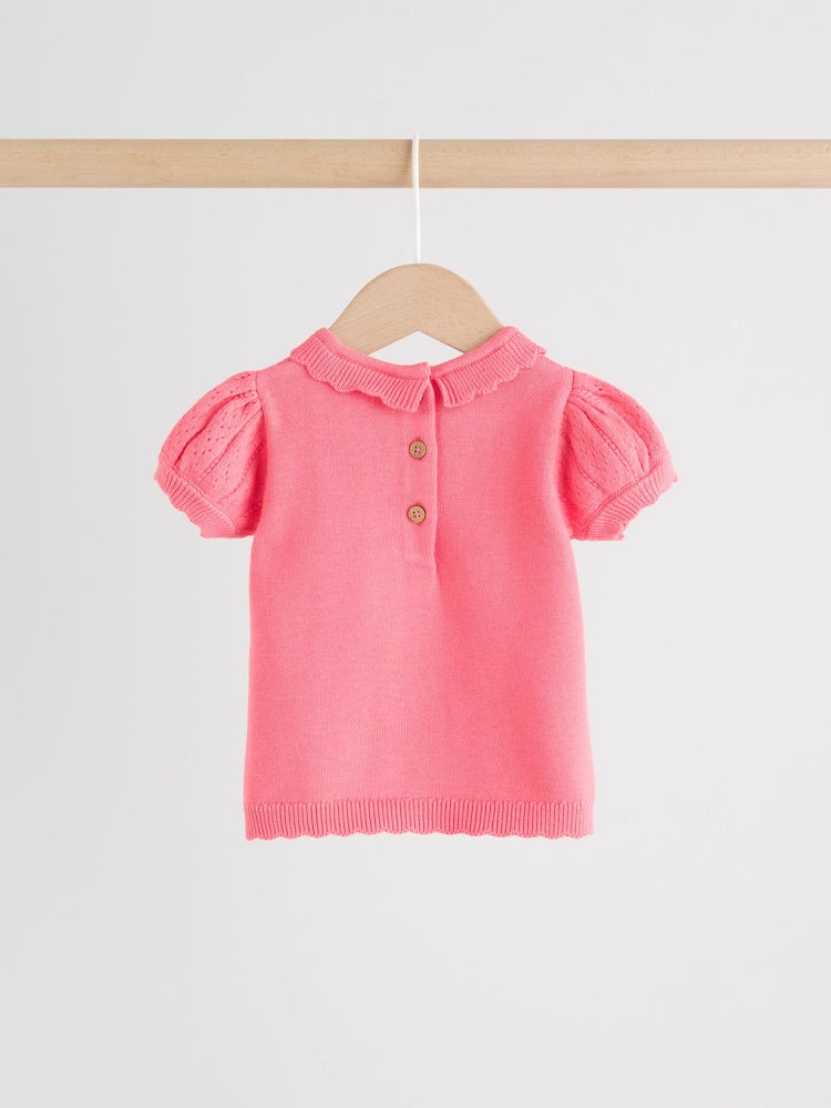 Pink Baby Knitted Top and Shorts Set 2 Piece (0mths-2yrs)