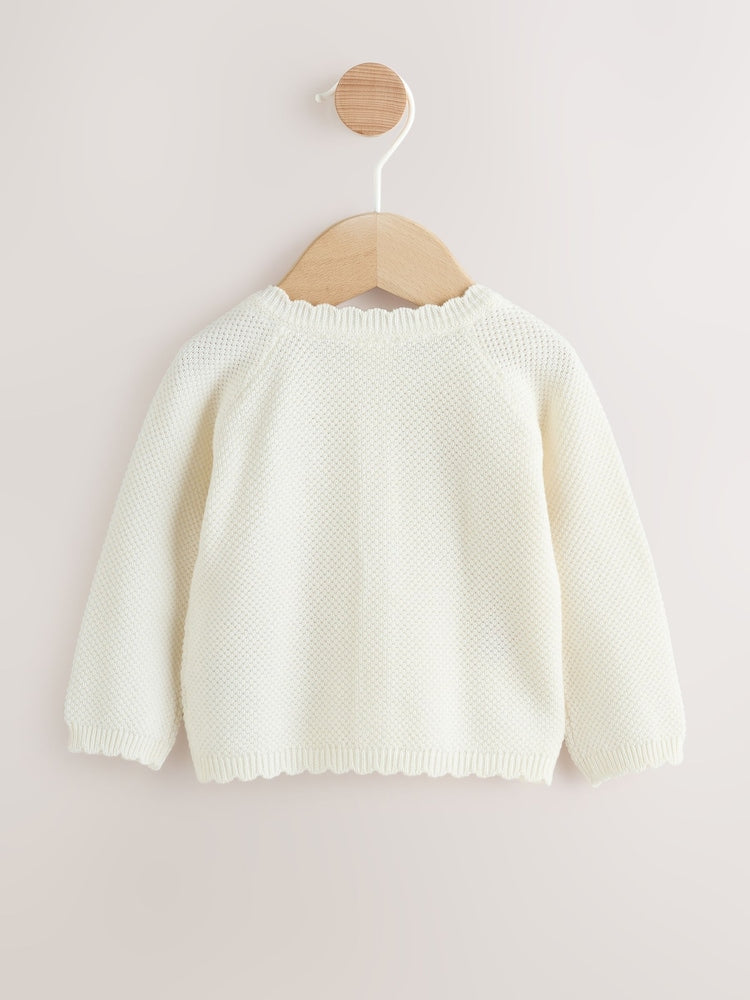 White Floral Embroidered Baby Cardigan (0mths-2yrs)