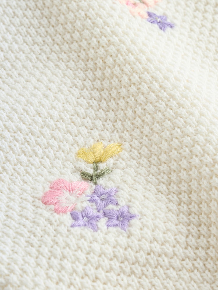 White Floral Embroidered Baby Cardigan (0mths-2yrs)