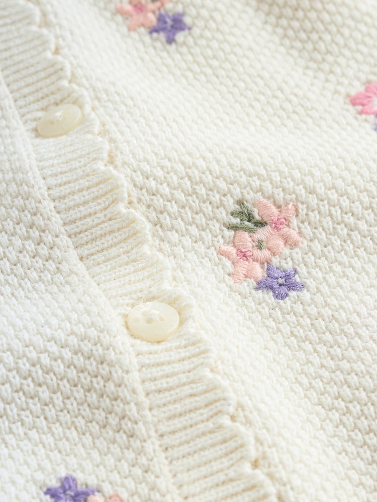 White Floral Embroidered Baby Cardigan (0mths-2yrs)