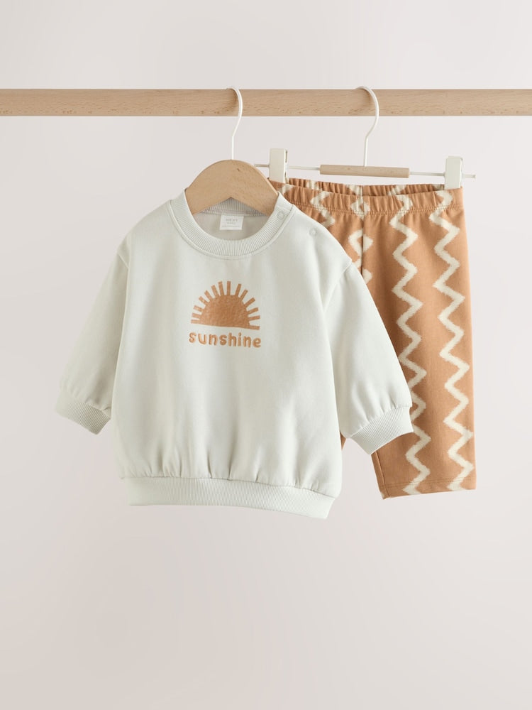 Grey/Rust Sun Sweat Top and Joggers Baby Set (0mths-2yrs)