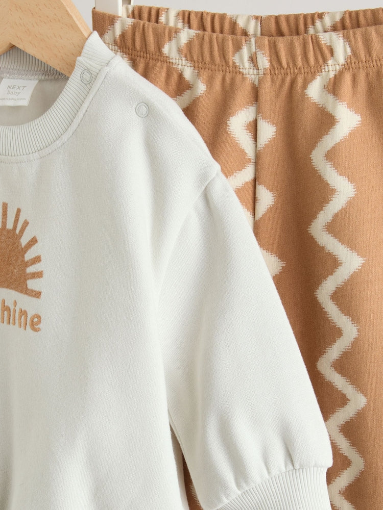 Grey/Rust Sun Sweat Top and Joggers Baby Set (0mths-2yrs)