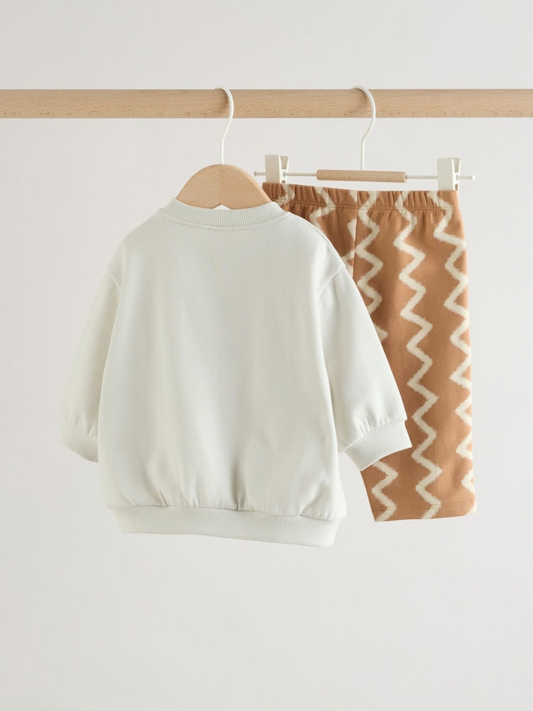 Grey/Rust Sun Sweat Top and Joggers Baby Set (0mths-2yrs)