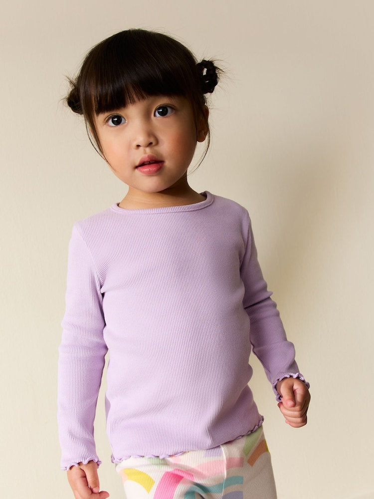 Lilac Purple Rib Long Sleeve T-Shirt (3mths-7yrs)