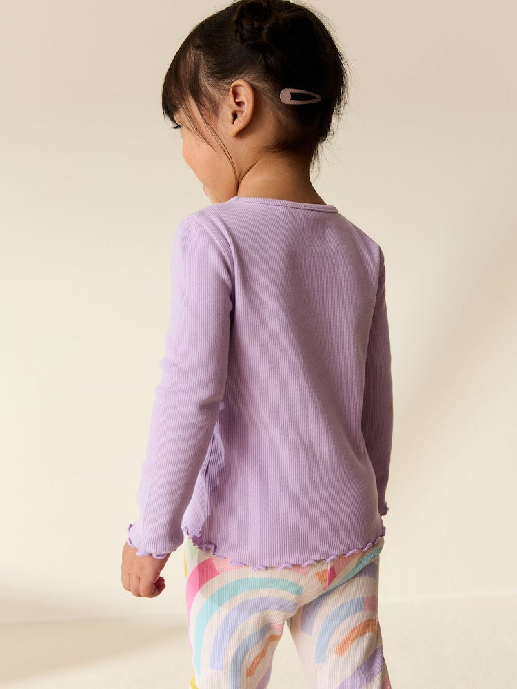Lilac Purple Rib Long Sleeve T-Shirt (3mths-7yrs)