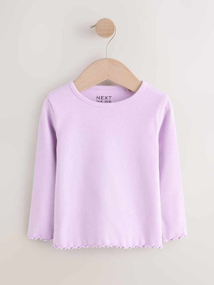 Lilac Purple Rib Long Sleeve T-Shirt (3mths-7yrs)