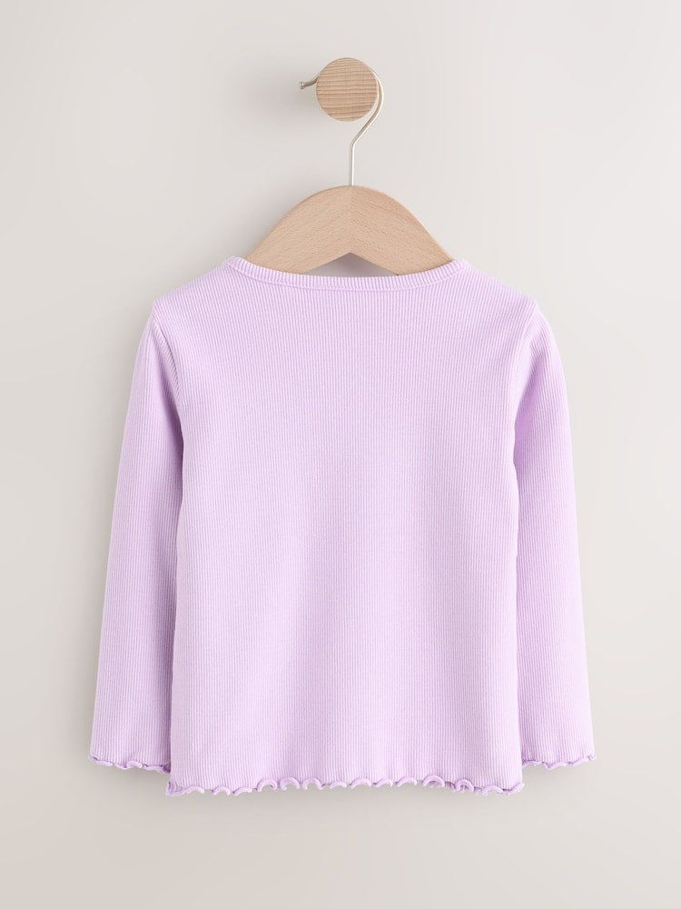 Lilac Purple Rib Long Sleeve T-Shirt (3mths-7yrs)