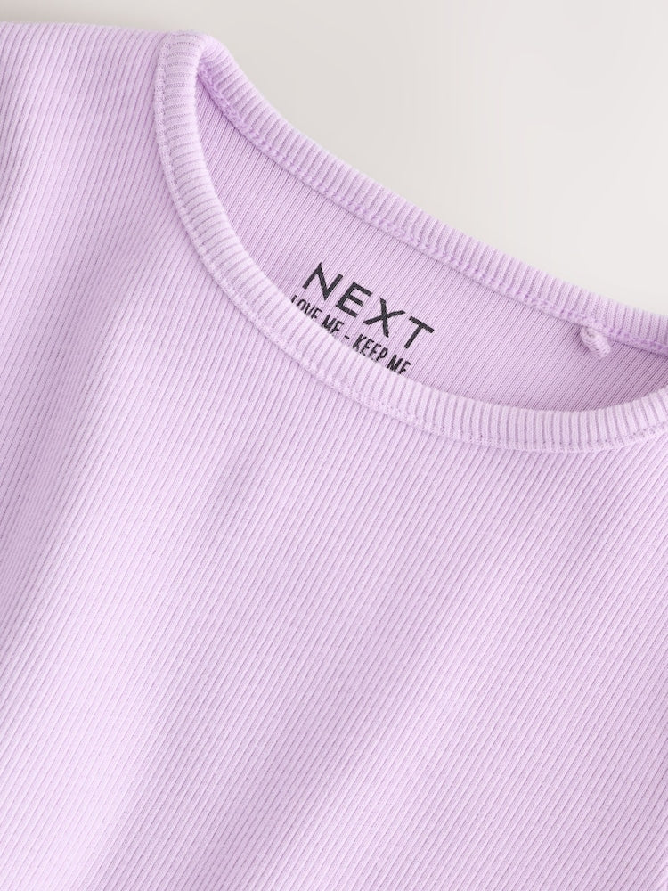 Lilac Purple Rib Long Sleeve T-Shirt (3mths-7yrs)