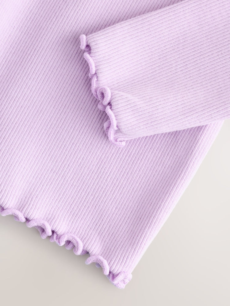 Lilac Purple Rib Long Sleeve T-Shirt (3mths-7yrs)