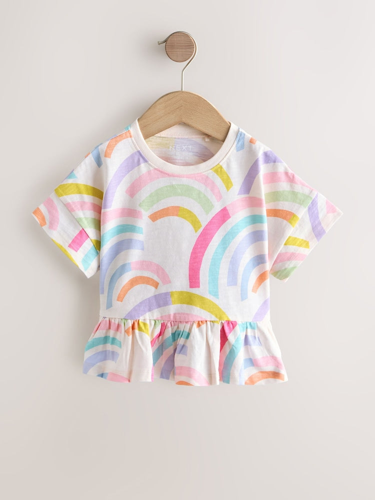 Rainbow Short Sleeve Peplum T-Shirt (3mths-7yrs)