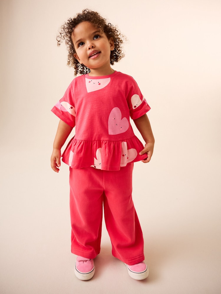 Red Heart Short Sleeve Peplum T-Shirt (3mths-7yrs)