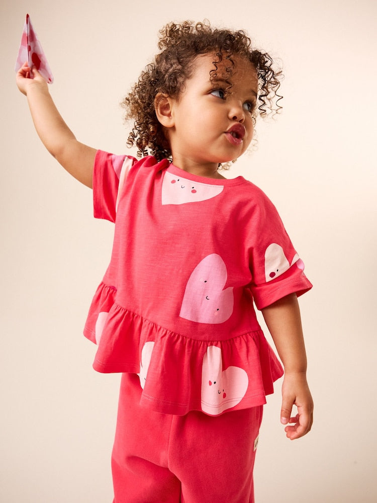 Red Heart Short Sleeve Peplum T-Shirt (3mths-7yrs)