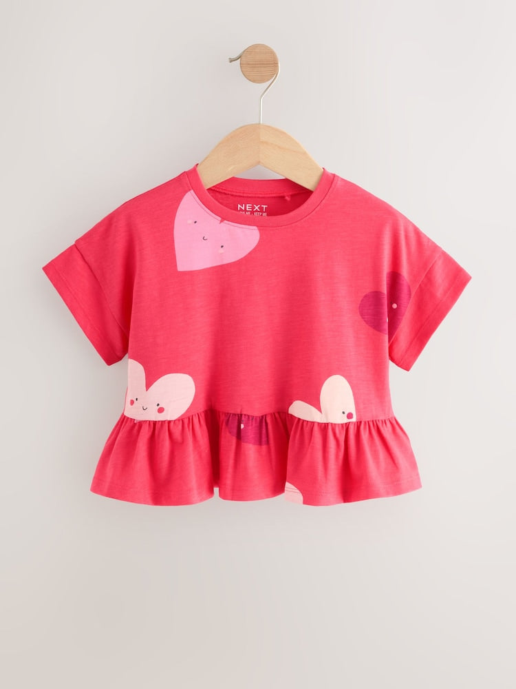 Red Heart Short Sleeve Peplum T-Shirt (3mths-7yrs)