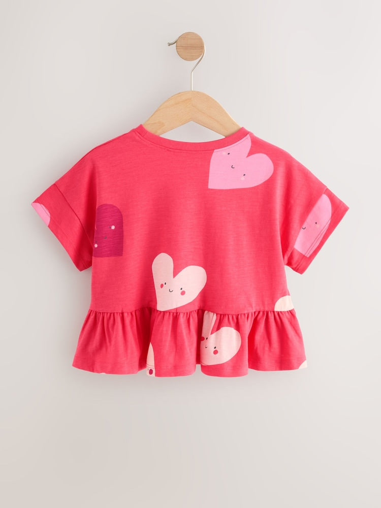 Red Heart Short Sleeve Peplum T-Shirt (3mths-7yrs)