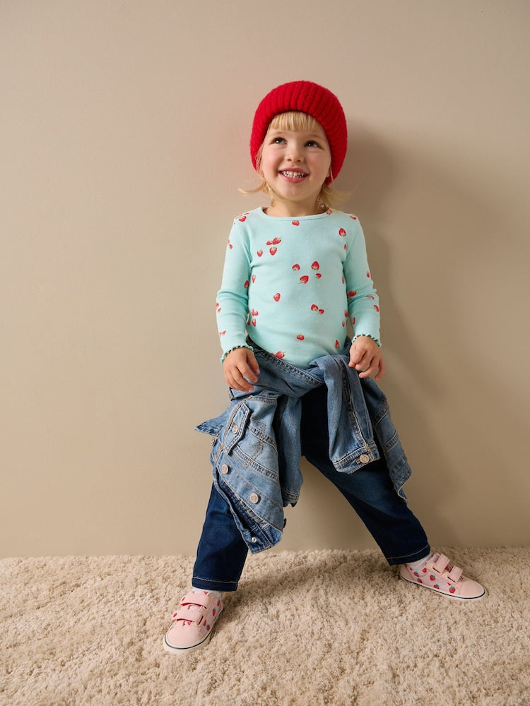Blue Strawberry Rib Long Sleeve T-Shirt (3mths-7yrs)