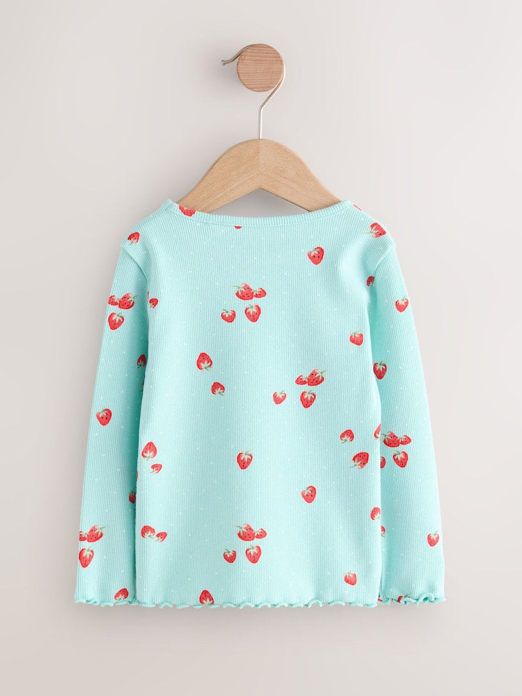 Blue Strawberry Rib Long Sleeve T-Shirt (3mths-7yrs)