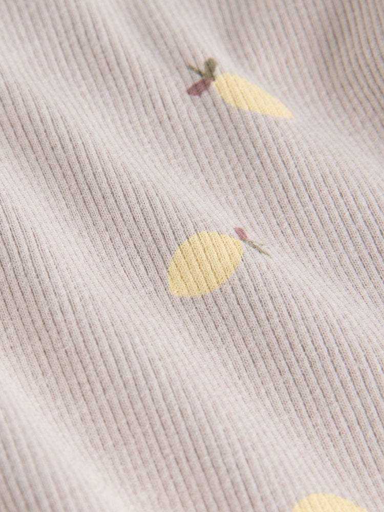 Neutral Lemon Print Rib Long Sleeve T-Shirt (3mths-7yrs)