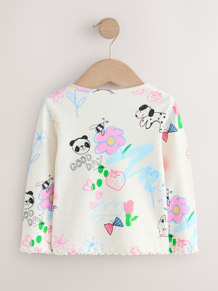 Ecru White Rib Long Sleeve T-Shirt (3mths-7yrs)