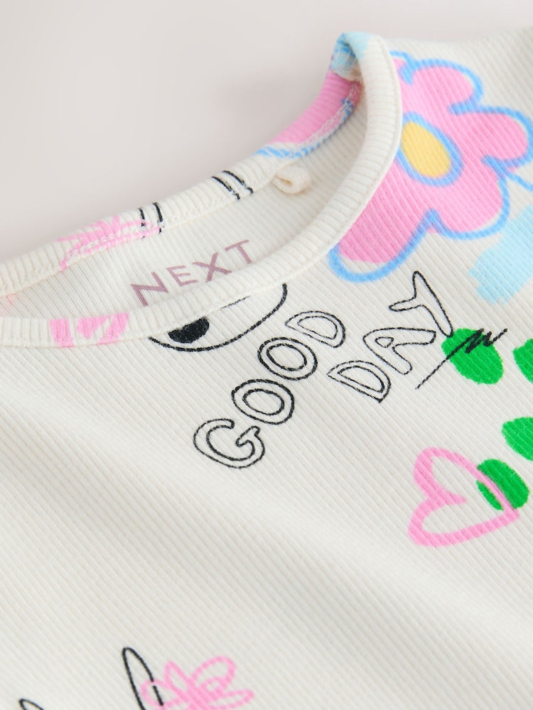 Ecru White Rib Long Sleeve T-Shirt (3mths-7yrs)