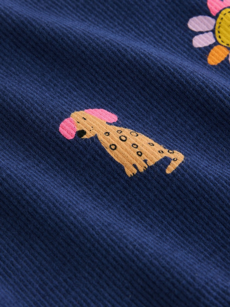 Navy Cats & Dogs Rib Long Sleeve T-Shirt (3mths-7yrs)