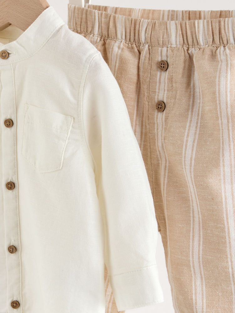 White/Orange Stripe Shirt and Trousers Baby Set (0mths-3yrs)