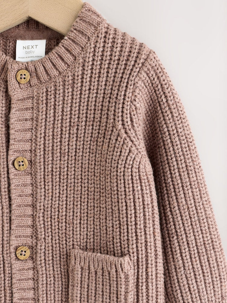 Brown Baby Bear Knitted Embroidered Baby Cardigan
