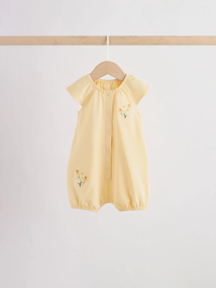 Yellow and Blue Floral Fairy Mouse 4 Pack Jersey Baby Rompers 4 Pack