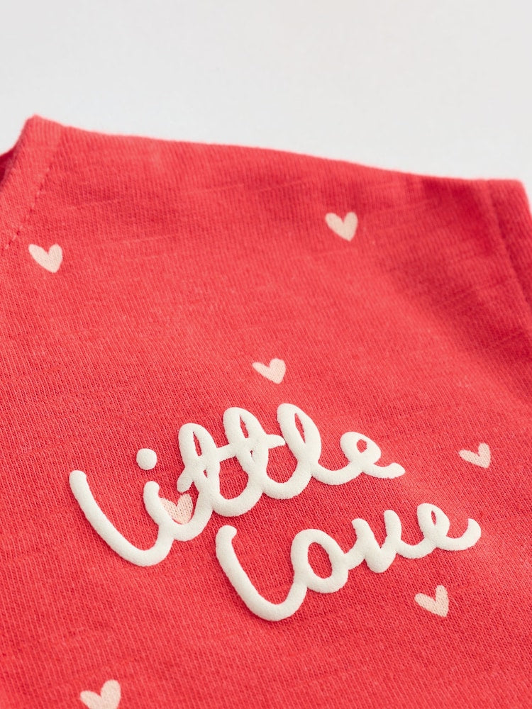 Red Heart Printed Button Through Button Through Baby Rompers 3 Pack