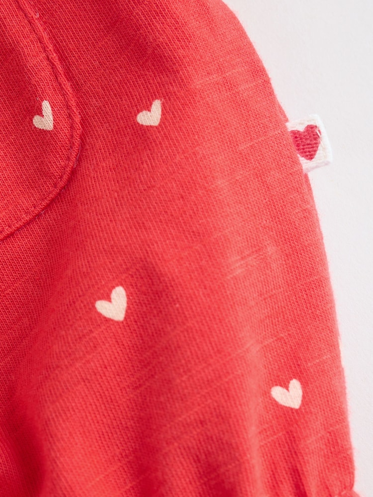 Red Heart Printed Button Through Button Through Baby Rompers 3 Pack