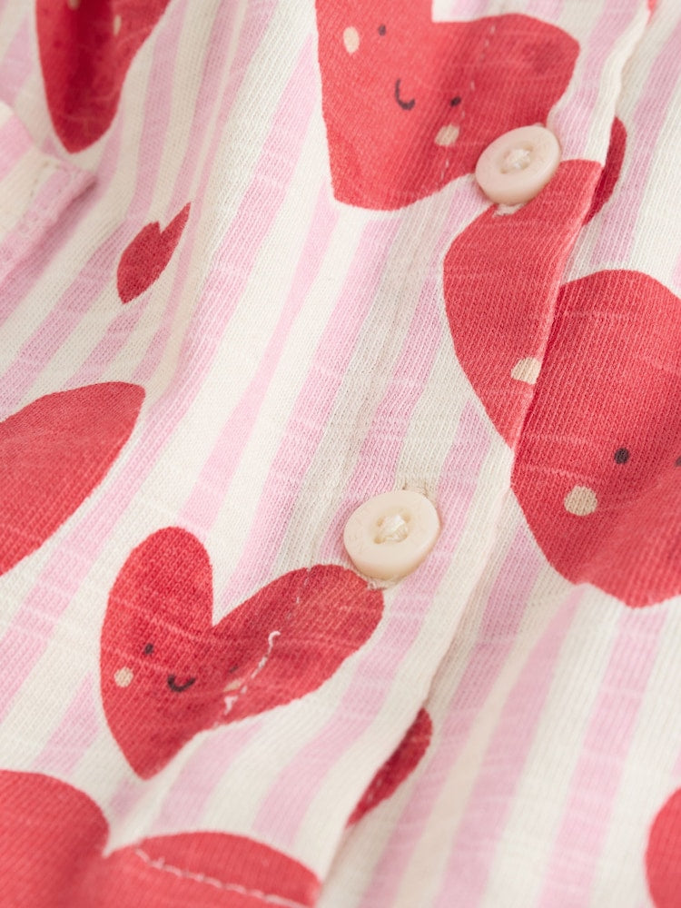 Red Heart Printed Button Through Button Through Baby Rompers 3 Pack