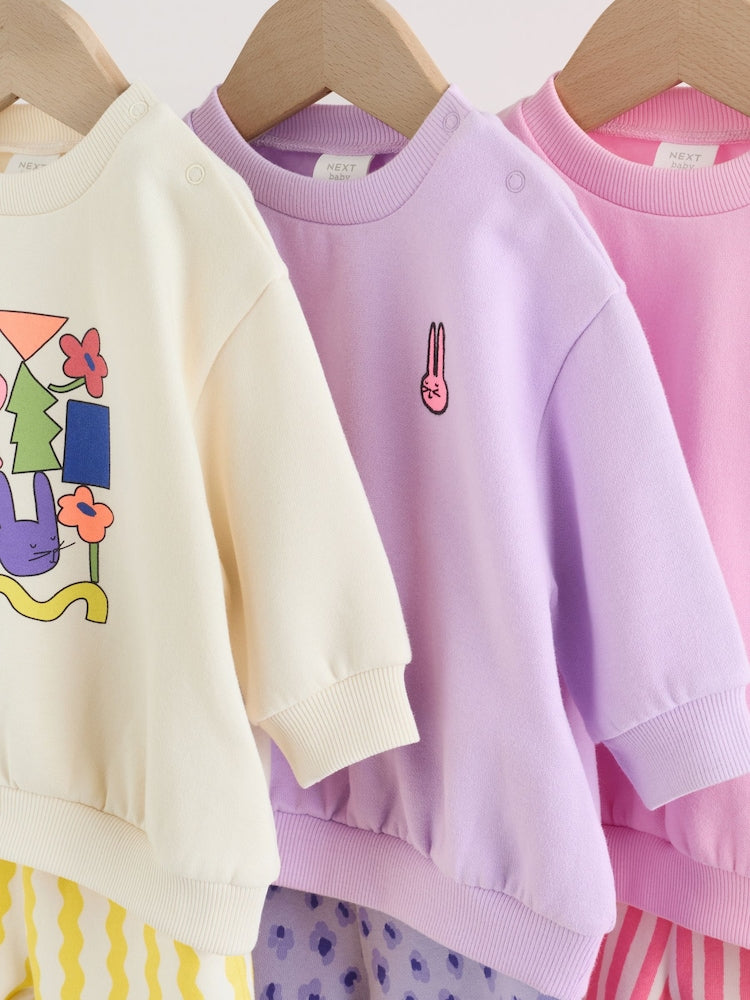 Multi Baby Sweat Top And Joggers 6 Pack (0mths-3yrs)