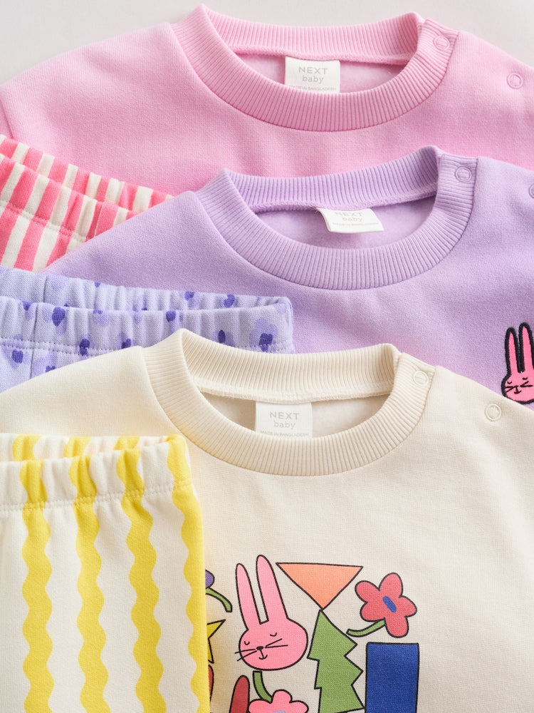 Multi Baby Sweat Top And Joggers 6 Pack (0mths-3yrs)