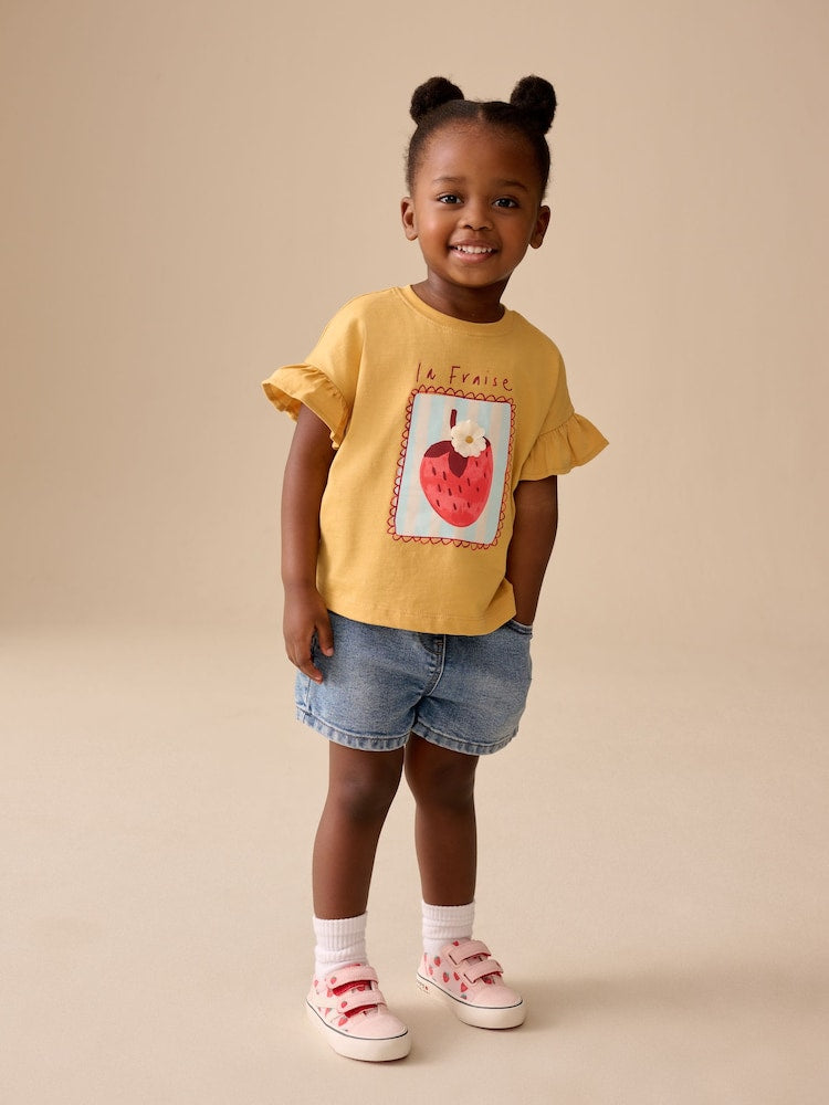 Ochre Yellow Strawberry Short Sleeve T-Shirt (3mths-7yrs)