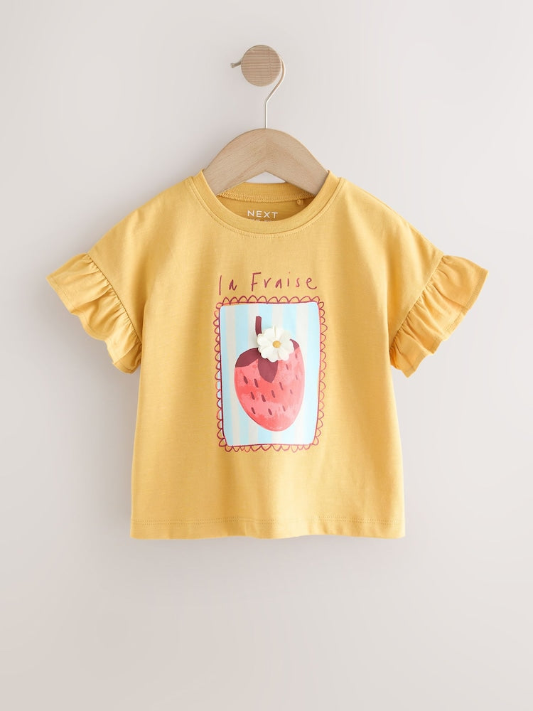 Ochre Yellow Strawberry Short Sleeve T-Shirt (3mths-7yrs)
