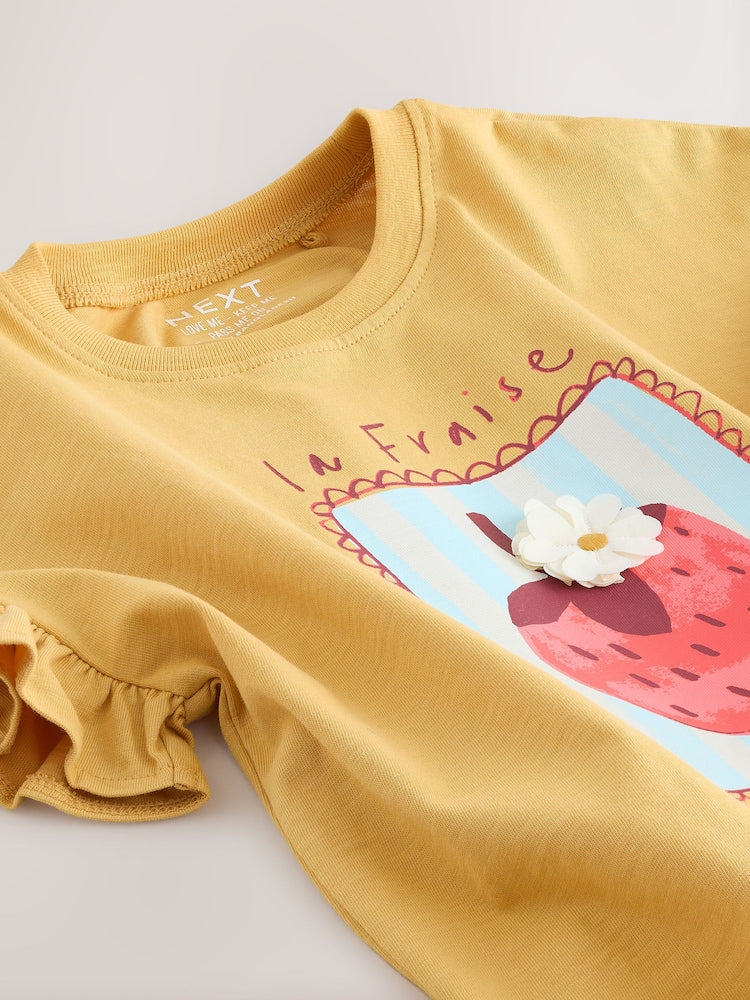 Ochre Yellow Strawberry Short Sleeve T-Shirt (3mths-7yrs)