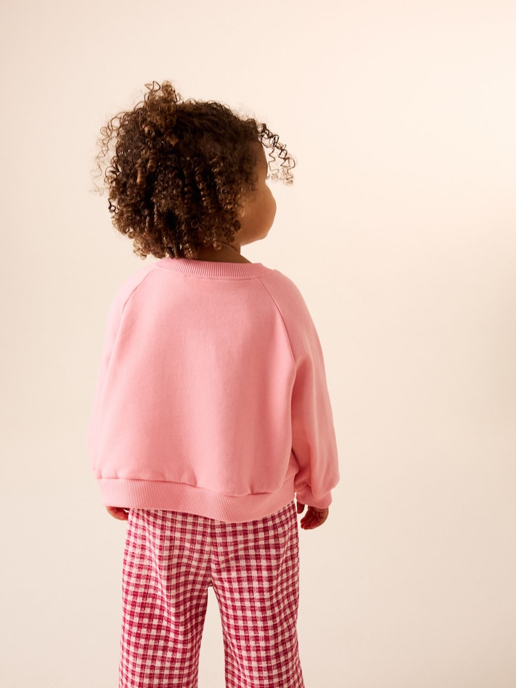 Bright Pink Sweatshirt and Wide Leg Joggers Set (3mths-7yrs)