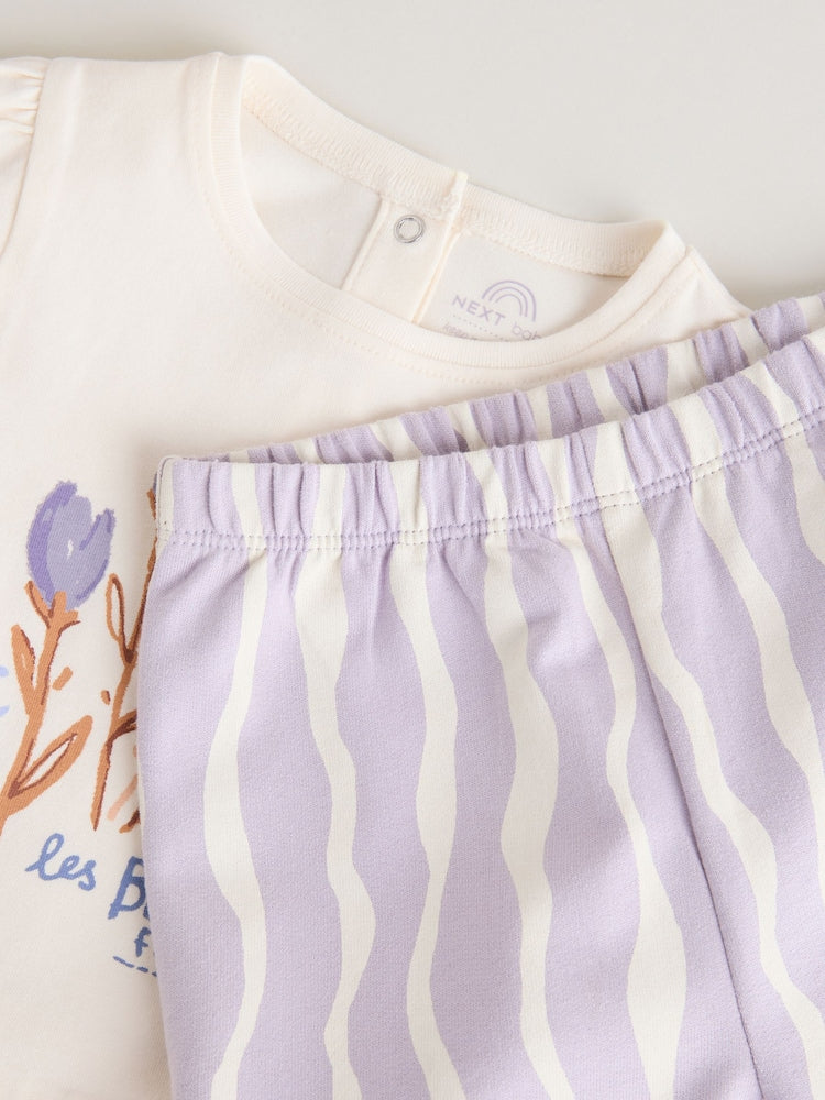 Purple Flower Baby T-Shirts And Trousers 2 Piece Set (0mths-2yrs)