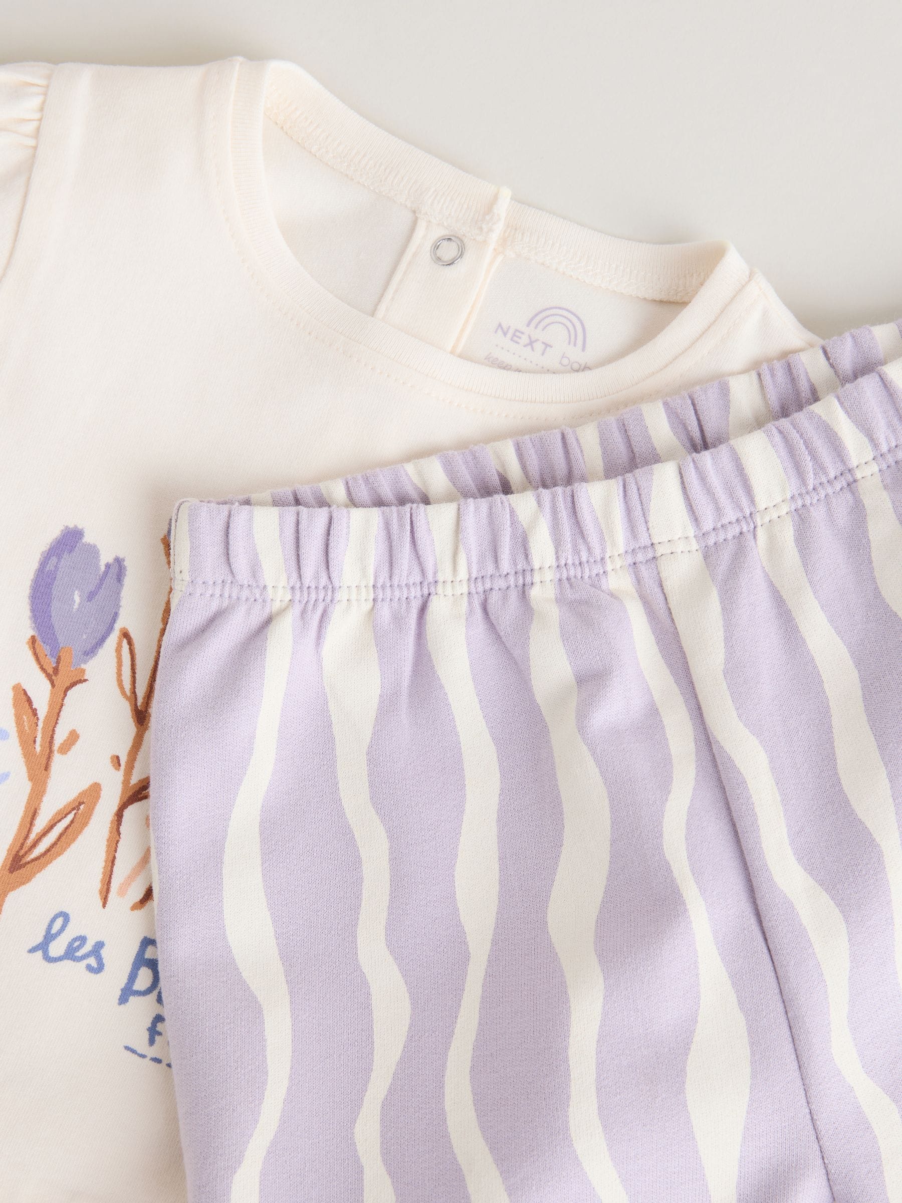 Purple Flower Baby T-Shirts And Trousers 2 Piece Set (0mths-2yrs) - Size 50cm (First Size)