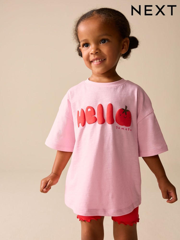 Pink Tomato Character Short Sleeve T-Shirt and Cycle Shorts Set (3mths-7yrs)
